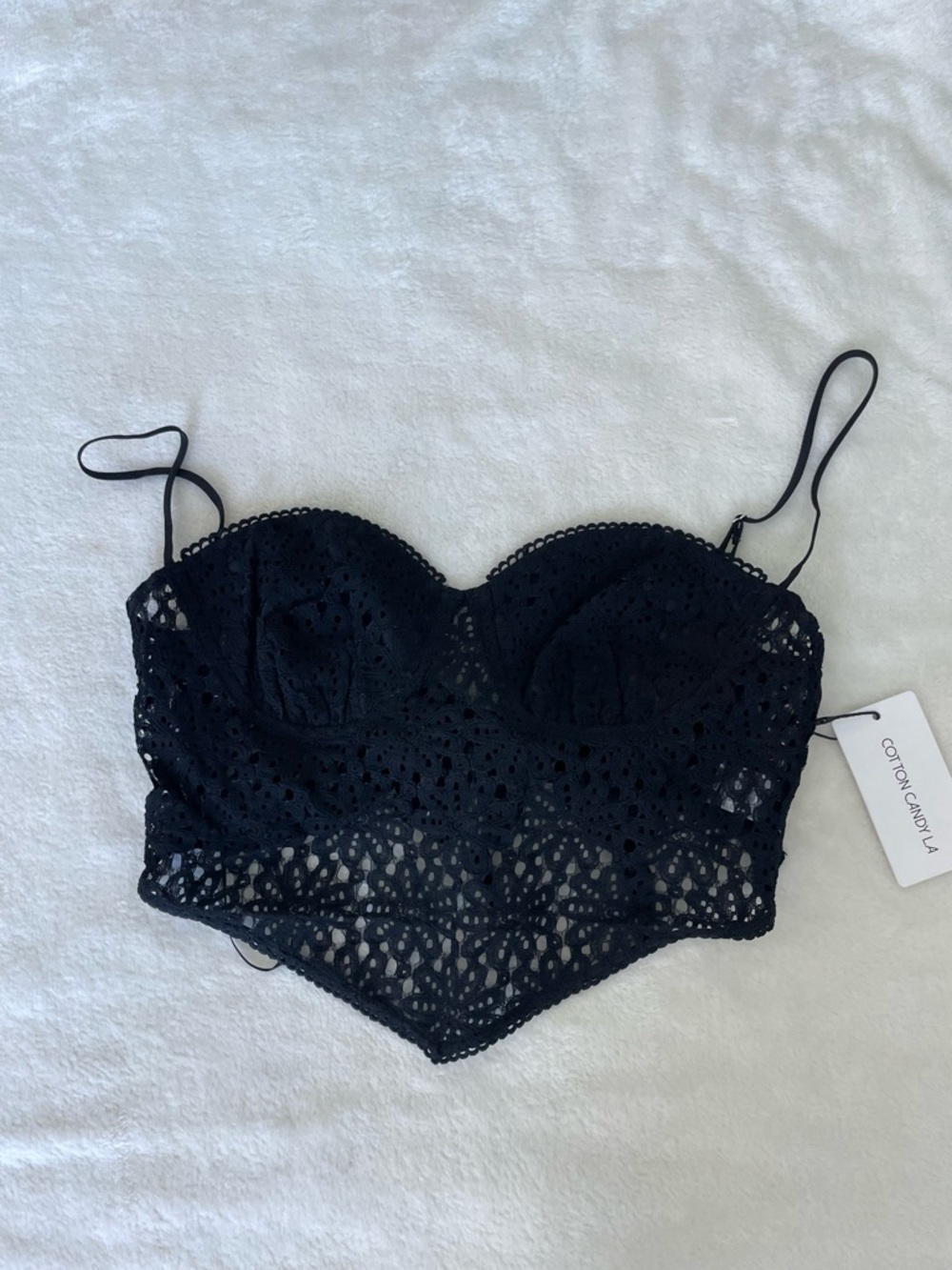 Cotton Candy Black Crochet Lace Bralette